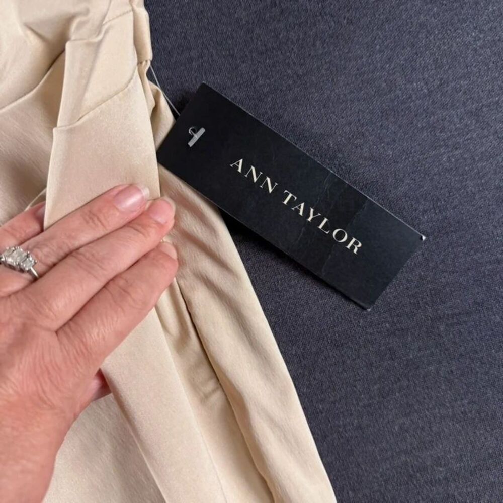 NWT Ann Taylor Petite Strapless Ruched Sheath Dress Beige 0P - Picture 5 of 16